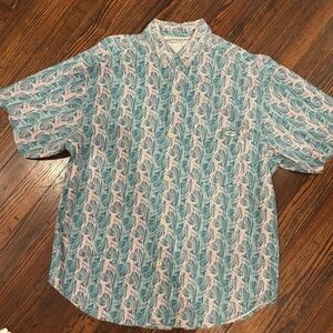 Vintage 90’s Gotcha Geometric Button Down Collared Shirt Front Pocket Logo Sz L